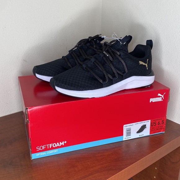 NWT Women’s Puma Prowl Knit Shoe Sneakers, black and white, size 6.5 - Picture 2 of 11